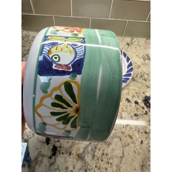 Signed Mexican Talavera Hand-Painted Cheese Butter Dish Lid Plate Table Top Read - Picture 11 of 14